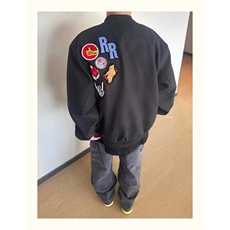 J9986-P65高街潮牌毛呢棒球服毛巾绣宽松夹克，男装夹克，星座617A-2