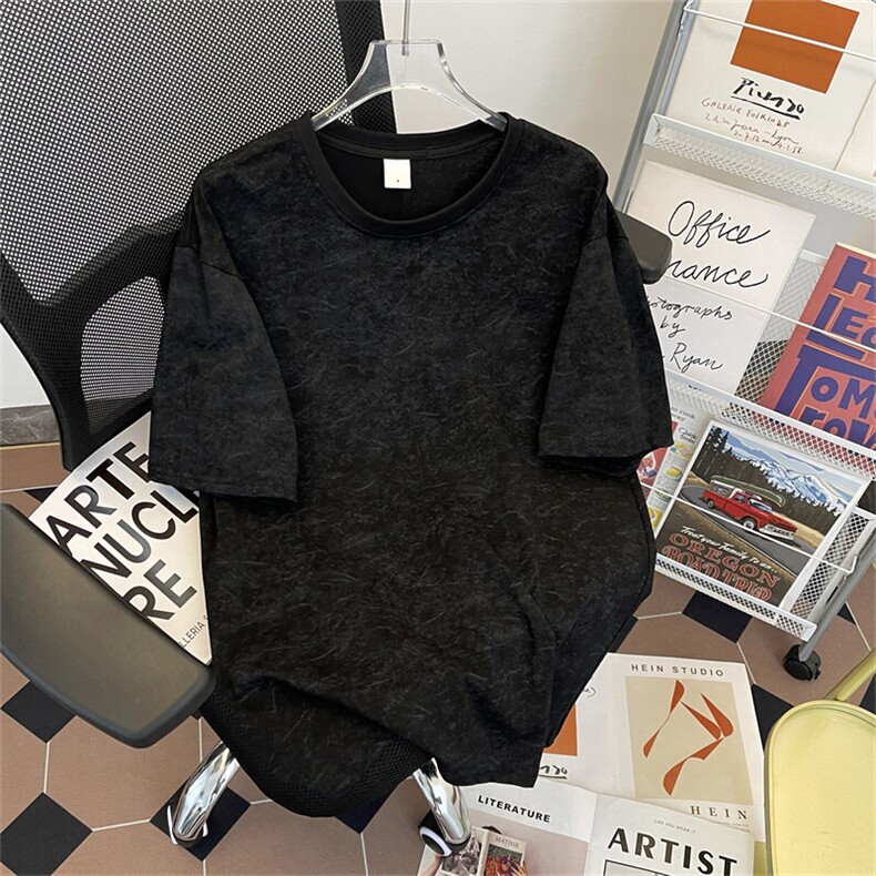得物抖音品质二开240克重磅宽松纯棉美式扎染做旧工艺短袖T恤,男装T恤,电商A486-1