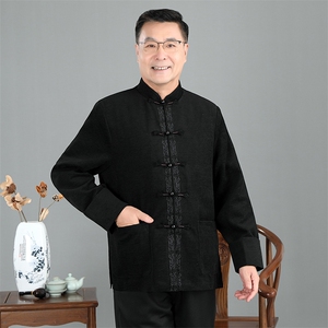 春季新款中青年唐装男长袖老年夹克外套爸爸装外套YDJ886-P145图片