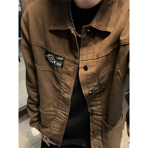 1506-1/JAC80051/P65工装风翻领夹克男宽松休闲多口袋痞帅外套图片
