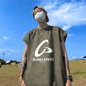 量大优供视频 得物直播品230克夏季麂皮绒背心无袖T恤BJ336图片