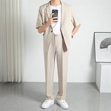 TW053-P952025夏季时尚港风宽松男七分袖西服两件套装阔版，男装西服，星座507A（原星座306B-2）