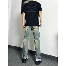 【网图有货】美式复古磨破牛仔裤男水洗做旧微喇裤K6002CC-P45，男装牛仔裤，星座1007（原301D）