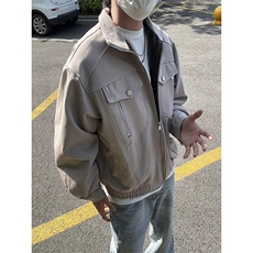 模特-春秋高级感立领美式复古工装男皮衣夹克9018-P110，男装皮衣，电商B380（原B361）