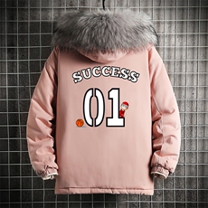 MM48205-P130冬季大毛领棉衣男士大码加厚棉袄男棉服网格，男装棉衣，电商A040A