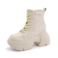 厚底马丁靴女2023秋冬新款皮靴小个子内增高中筒靴子女英伦风短靴，女鞋马丁靴，电商A223