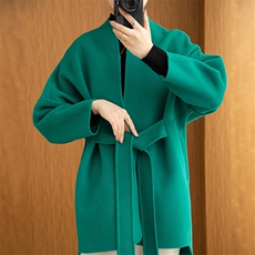 羊毛大衣女新款冬季韩版时尚流行羊毛呢子外套，女装双面呢大衣，召鑫羊绒双面呢