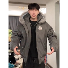 深灰色毛领羽绒棉服男冬季加厚情侣高级感痞帅外套连帽工装派克服，男装棉衣，星座218-8