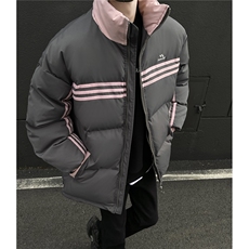 冬装新品美式条纹织带棉服刺绣logo棉衣休闲外套男G1100P118，男装棉衣，电商A339