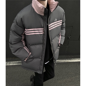 冬装新品 美式条纹织带棉服 刺绣logo棉衣休闲外套男 G1100 P118图片