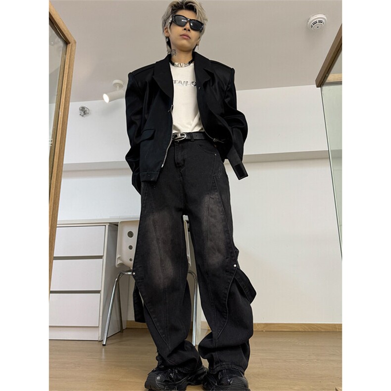 美式复古水洗染2025绑带牛仔裤男F1108P55,男装牛仔裤,星座1116-2