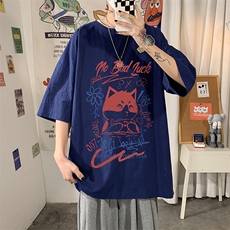 YT26226-P30亚短袖t恤男大码五分袖男宽松七分袖海报风，男装T恤，电商A040