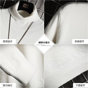 可翻高领毛衣男打底衫秋冬季新款男士针织衫韩版潮流多色DF65T图片