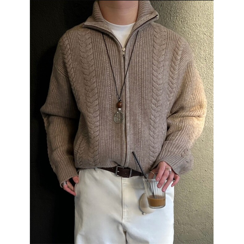现货重磅毛衣外套复古麻花针织衫开衫w6819-特P80,男装针织衫/毛衣,星座1212