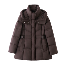 2025年冬季90白鸭绒有帽不可拆中长款，女装羽绒服，艾尚靓装