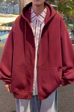 H172P65加绒70vintage连帽卫衣宽松春式休闲拉链开衫男装纯色外套，男装卫衣，星座304A-1