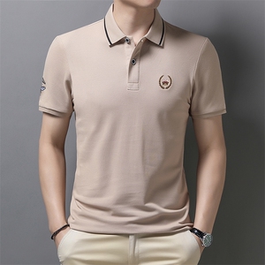 短袖polo衫男2022爸爸夏装宽松t恤半袖纯棉中老年翻领上衣薄图片