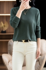 简约百搭平面圆领长袖针织衫2024年秋季，女装针织衫/毛衣，阁惠羊绒