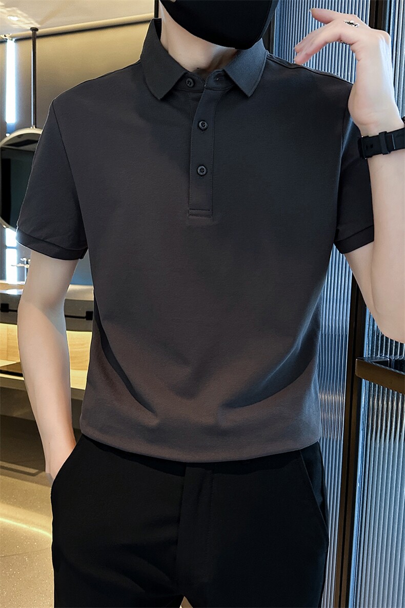 常年款品牌质量纯色光版翻领短袖polo衫男夏季t恤修身T0257-特P40,男装T恤,电商D342