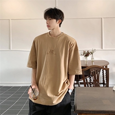 港风字母刺绣多色短袖T恤男DT77778P22块特价控45：供抖音视频，男装T恤，星座227-7