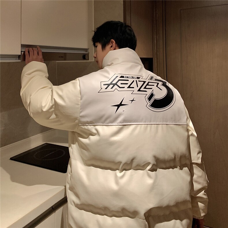 pu皮拼接面包服棉服情侣冬季加厚棉衣加厚外套MY266特P95控158,男装皮衣,电商B370