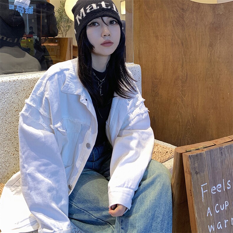 白色牛仔外套女春季新款设计感小众炸街复古夹克上衣NZ023-85,男装工装外套,星座911-3