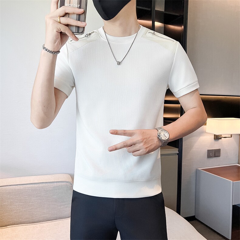 店主风秋冬季男士圆领套头短袖卫衣男时尚短T301A-1/W02/P53控75,男装T恤,星座301A-1