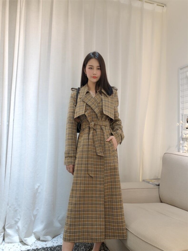 DINOBlENS/秋款上新 经典格子风衣 三色，女装风衣，迪诺比亚