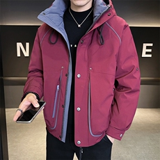 新标90白鸭绒2025年连帽时尚潮流保暖羽绒服男YR6070-P235，男装羽绒服，电商D240-242