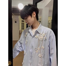 【有货】D22546-特批58立体订花衬衫男长袖条纹衬衣高级感外套，男装衬衫，星座603-2