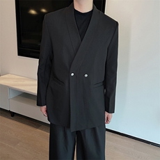 秋季韩版高级感简约休闲无领西服男轻熟风高级西装外套XZ0082P125，男装西服套装，电商B267