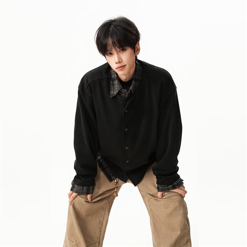 1506-1/MW021/P69冬新款开衫毛衣美式复古休闲慵懒风V领针织衫，男装针织衫/毛衣，星座1506-1