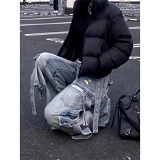W10213-P83网图现货美式工装牛仔裤高级感宽松休闲多口袋裤子，男装牛仔裤，星座1608