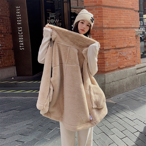 皮毛一体中长款女2023冬季新款加厚保暖外套图片