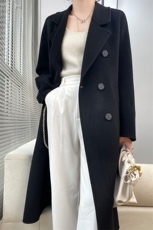 2024秋季新款纯色长袖中长款羊毛毛呢大衣通勤百搭，女装双面呢大衣，贝源羊绒