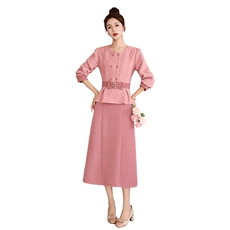 罗得堡2026年春装新款套装小香风连衣裙气质修身毛呢2607，女装套装/套裙，罗得堡