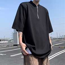 C345-P312024夏季新款拉链垫肩短袖T恤设计感休闲半袖上衣现货，男装T恤，星座512-6