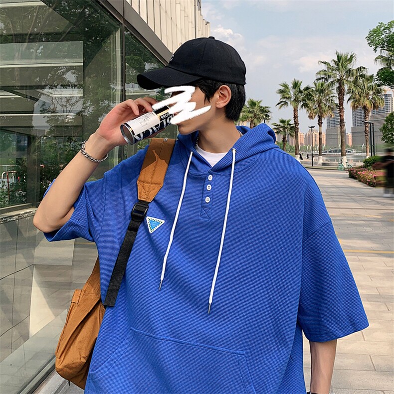 特P38控68华夫格冰丝连帽短袖男夏季外套中性宽松LM01,女装短外套,电商B370