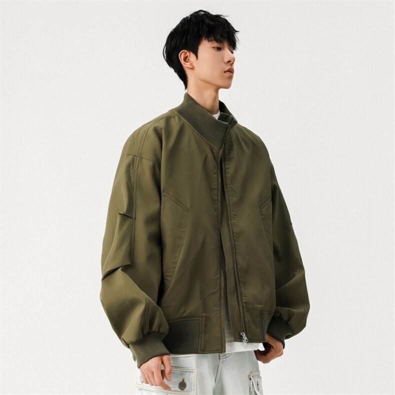 电商DSA028-JK2501P65100聚酯螺纹立领机车飞行服夹克限价98,男装夹克,电商A028
