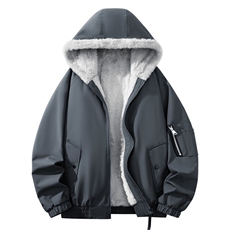 自家图有视频加绒毛领棉衣冬季新款雕宽松连帽派克棉服M2555p88，男装棉衣，电商D315