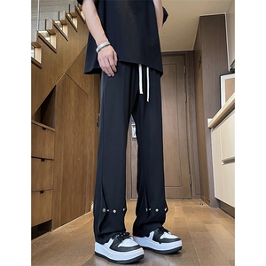 美式高街 hiphop冰丝铆钉微喇休闲裤货号K2425P55图片