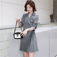 西装双排扣连衣裙气质轻熟风女装女神范职业装，女装连衣裙，寒都衣屋