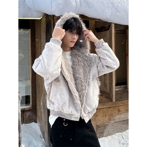 冬季加厚外套美式连帽毛领座山雕棉服男款高级感保暖棉衣夹克图片