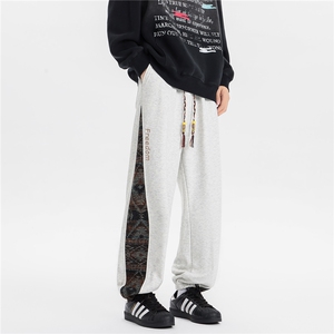 8XL-M春季新中式民族风束脚卫裤男潮牌拼接刺绣休闲裤KZ024P45图片