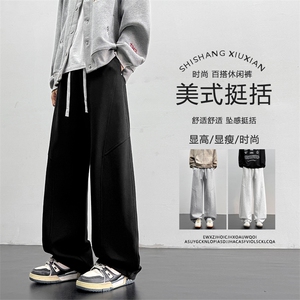 M-5XL华棉62%美式垂感运动卫裤男宽松阔腿休闲裤X1380特批33图片