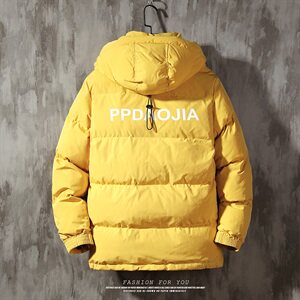 2019冬季新日系潮流大码男印花魔术贴保暖连帽棉衣M735-P115图片