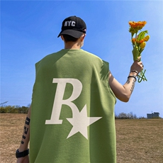 华夫格背心直播高品质重磅220克R星印花HB7134-P25控38，男装背心/马甲，星座508（原C305）