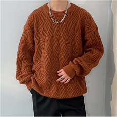 日系麻花长袖毛衣男女宽松线衣内搭ins潮秋冬季针织衫MZ960-P49，男装针织衫/毛衣，星座412-3
