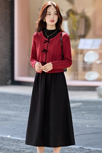 秋冬气质范两件套女2025新款针织线衫外套淑女范连衣裙套装裙图片