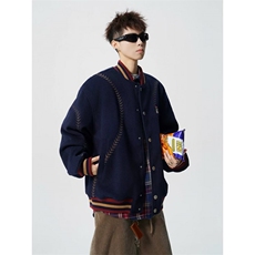 W10900-P85网图现货潮流时尚百搭重磅三彩尼满刺绣棒球棉服，男装棉衣，星座1608